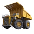 Very big yellow dump-body truck on white. 3D illustration