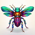 Very bright colored insect illustration in white background