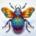 Very bright colored insect illustration in white background