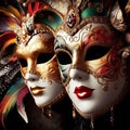 Very bright and colorful Venetian masks. Festival, holiday Royalty Free Stock Photo