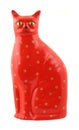 Very bright red ceramic cat