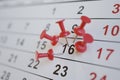 Very busy important day in calendar with many pins. 3D rendered illustration Royalty Free Stock Photo