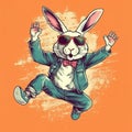 Very cheerful smiling bunny cartoon illustration.