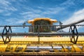 Very close view of modern combine harvester