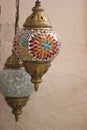 Very colorful Arabic style lanterns together Royalty Free Stock Photo