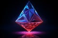 Very colorful diamond on black background with reflection on the floor. Generative AI