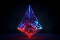 Very colorful diamond shaped object on dark background with red light. Generative AI