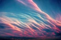 a very colorful sky with a lot of clouds in it and a plane flying in the sky above it