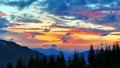 Very colorful sunset in the mountains. amazing nature and landscapes