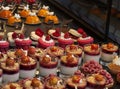 French Patisserie display of delicious pastries