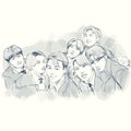 Very cool BTS group sketch illustration