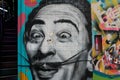 A very cool and ditailed graffiti of salvador dalÃÂ­ found on a store wall, Shoreditch, Uk