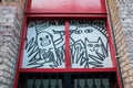 Very cool drawings on top of a door in Shoreditch