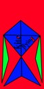 a very cool flying kite design because there are red, green and blue colors