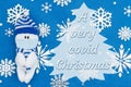 A very Covid Christmas message with a snowman wearing a mask Royalty Free Stock Photo