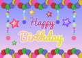 A very creative and decorative design of Happy birthday with multiple decorations in beautiful colors.