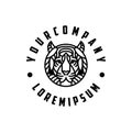 Very creative simple monoline logo mascot using tiger as icon