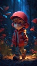 A very cute boy wearing red flight jacket generative AI