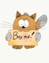Very cute cat with a sign Royalty Free Stock Photo