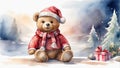 Very cute christmas teddy bear with gifts Royalty Free Stock Photo