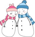 Snowmen couple Christmas holiday love
