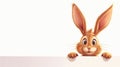 Very cute easter bunny looking over banner with copy space Royalty Free Stock Photo