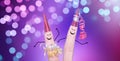 Very cute finger couple celebrating New Year`s Eve