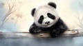 A very cute and funny young black and white panda bear