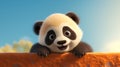 A very cute and funny young black and white panda bear