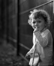 A very cute girl is looking very happily into the camera in Halle an der Saale, Saxony-Anhalt Royalty Free Stock Photo