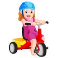 very cute girl on tricycle