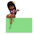 Very cute hawaiin cartoon girl invites you. 3D