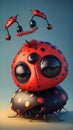 very cute lady bug, cartoon style, AI Generative Royalty Free Stock Photo