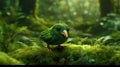 A Very Cute Little Shamrock Bird In A Mossy Forest Blurry Background