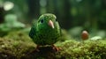 A Very Cute Little Shamrock Bird In A Mossy Forest Blurry Background