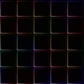 Very dark seamless background with simple tiles with lightly shining color borders and corners Royalty Free Stock Photo