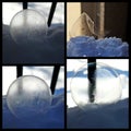 Popped frozen bubble on snow