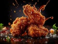 Very delicious and appetizing looking friedchicken with black background Royalty Free Stock Photo
