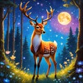 The colors of ultra detailed triadic deer are cinematic. Royalty Free Stock Photo