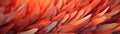 Very Detailed Feathers Pastel Orange Red Tones Panoramic Banner. Generative AI