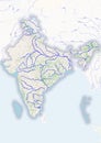 Physical map of the country of India colored