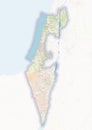 Physical map of the country of Israel colored