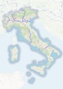 Physical map of the country of Italy colored