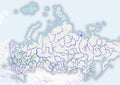 Physical map of the country of Russia colored