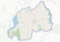Physical map of the country of Rwanda colored