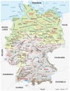 Very detailed physical and administrative map of Germany with German labeling