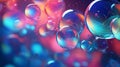 A very detailed picture of abstract forms that resemble flying bubbles with a vivid and bright backdrop