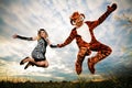 Very Different But Wild An Happy Couple Royalty Free Stock Photo