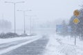 Very difficult winter ride on highway in Finland.