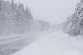 Very difficult winter ride on highway in Finland.